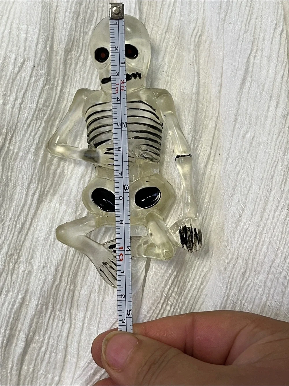 Transparent Skeleton Figurine Halloween Decor with Black Accents